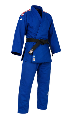 Adidas JU-Kimono mit Nationalmannschaftsstreifen IJF Champion III 730 g, blau