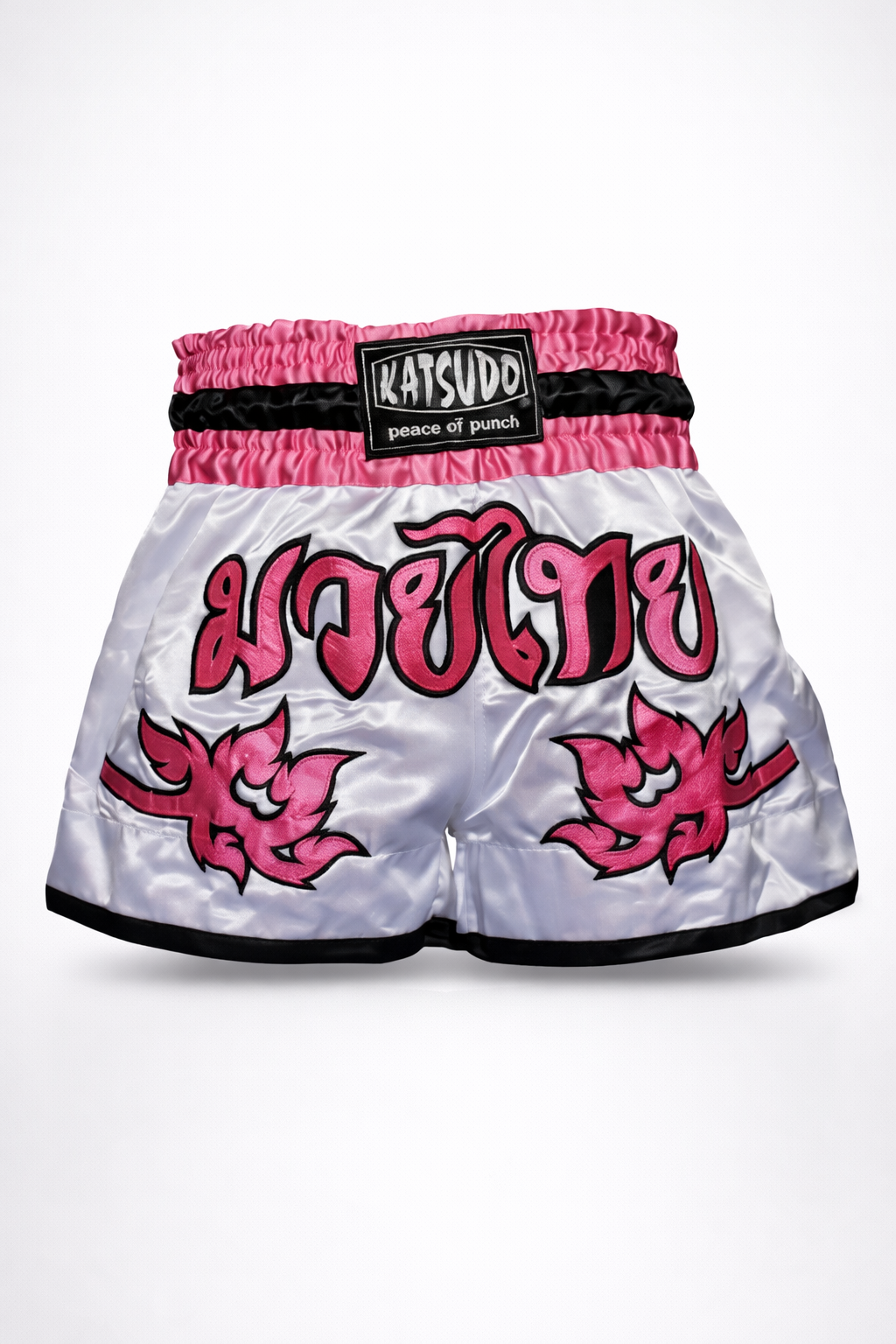 Katsudo Women's Thai Boxing Shorts Sabrina, White Pink