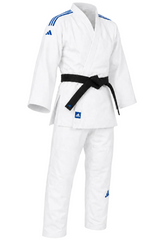 Adidas JU Kimono mit blauen Streifen Club 350 g, weiß